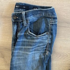 BKE Blue Relaxed Jeans with Distressed Details